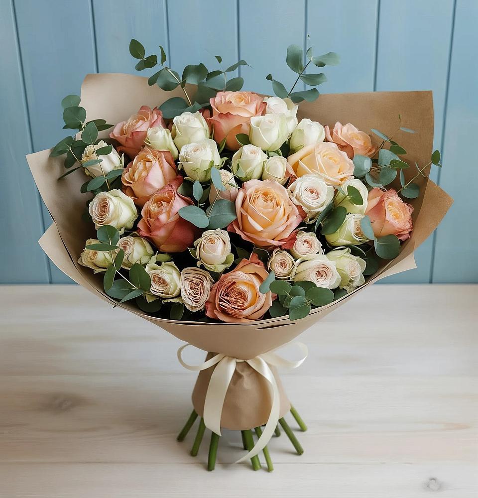 Букет цветов из: Альстромерии и Розы в Северск