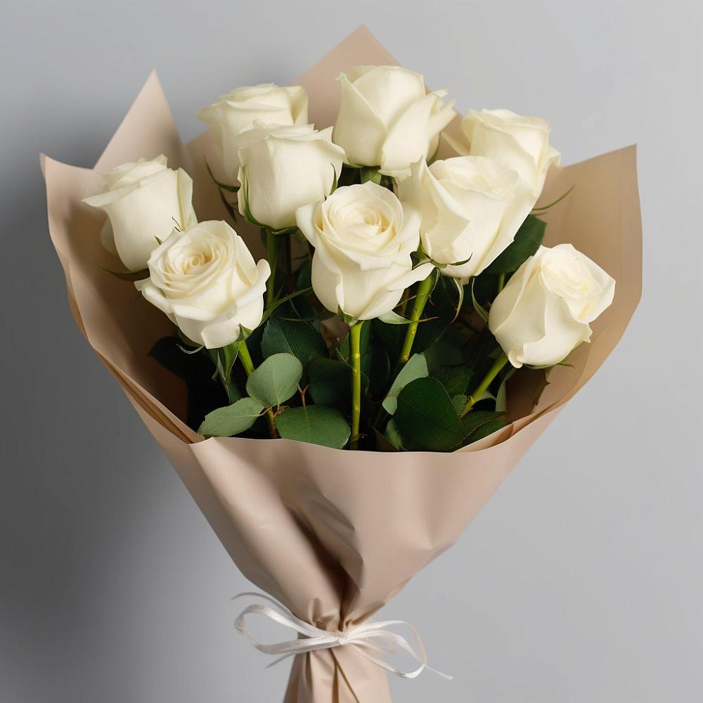 Букет 9 Белых роз Эдлесс Лав в Северск