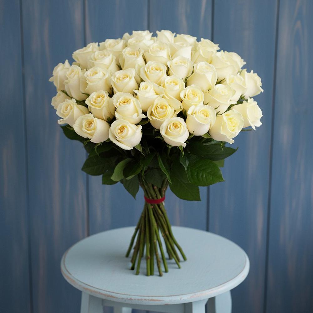 Букет 51 Белая роза Эдлесс Лав в Северск