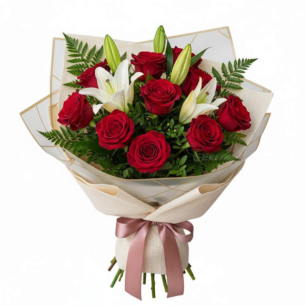 Букет цветов из: Лилии и Розы в Северск