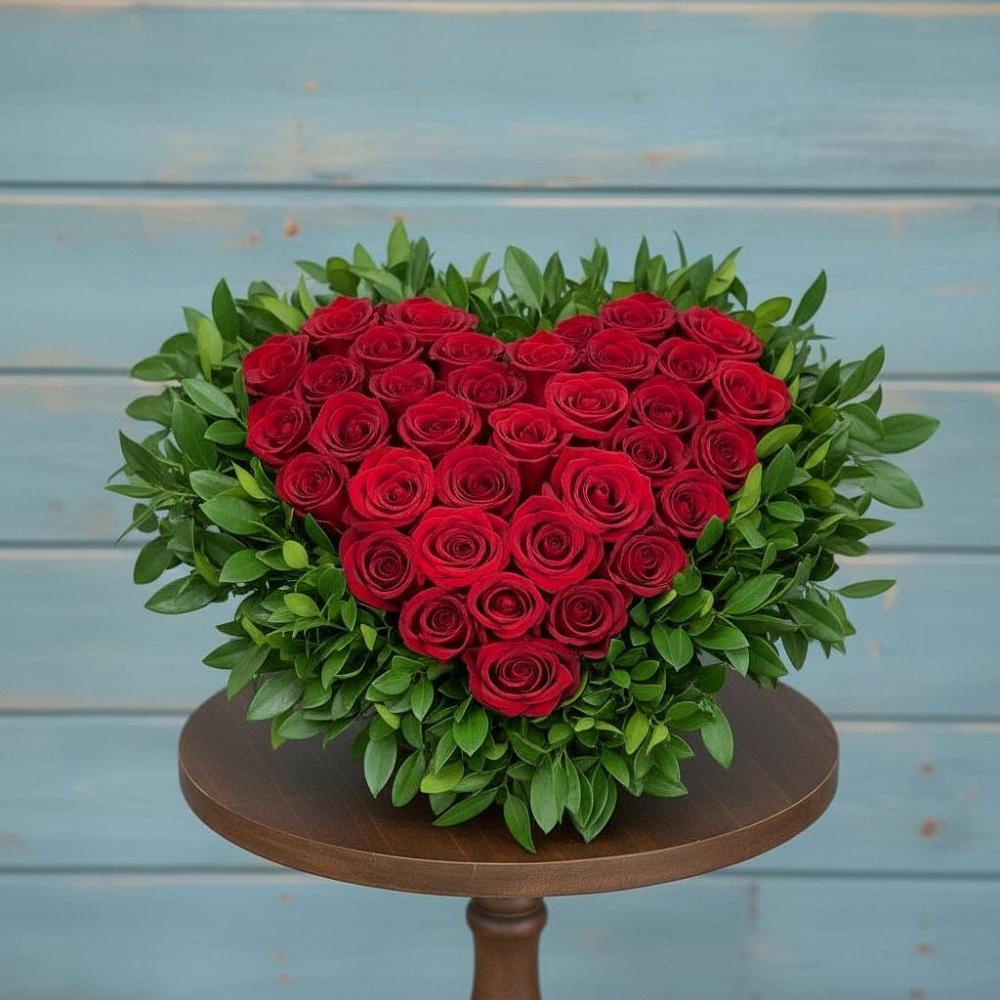 Цветочная композиция из Розы в виде сердца в Северск