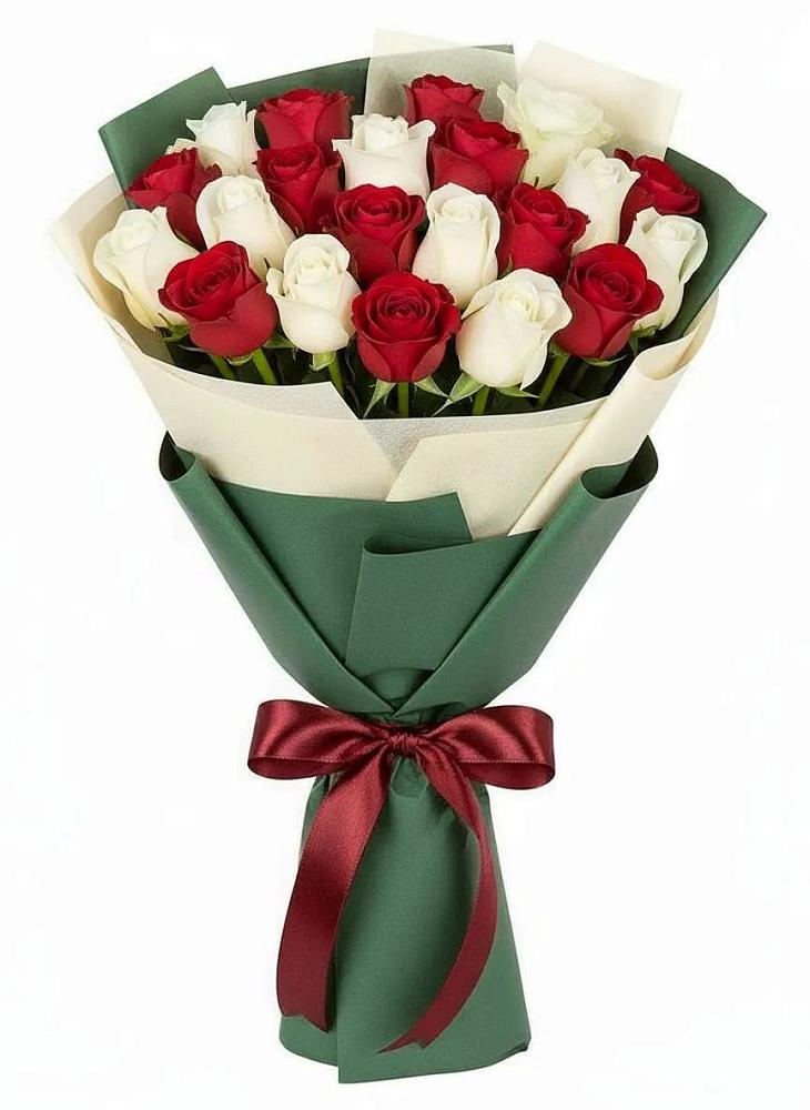 Букет Микс из красных и белых роз в Северск