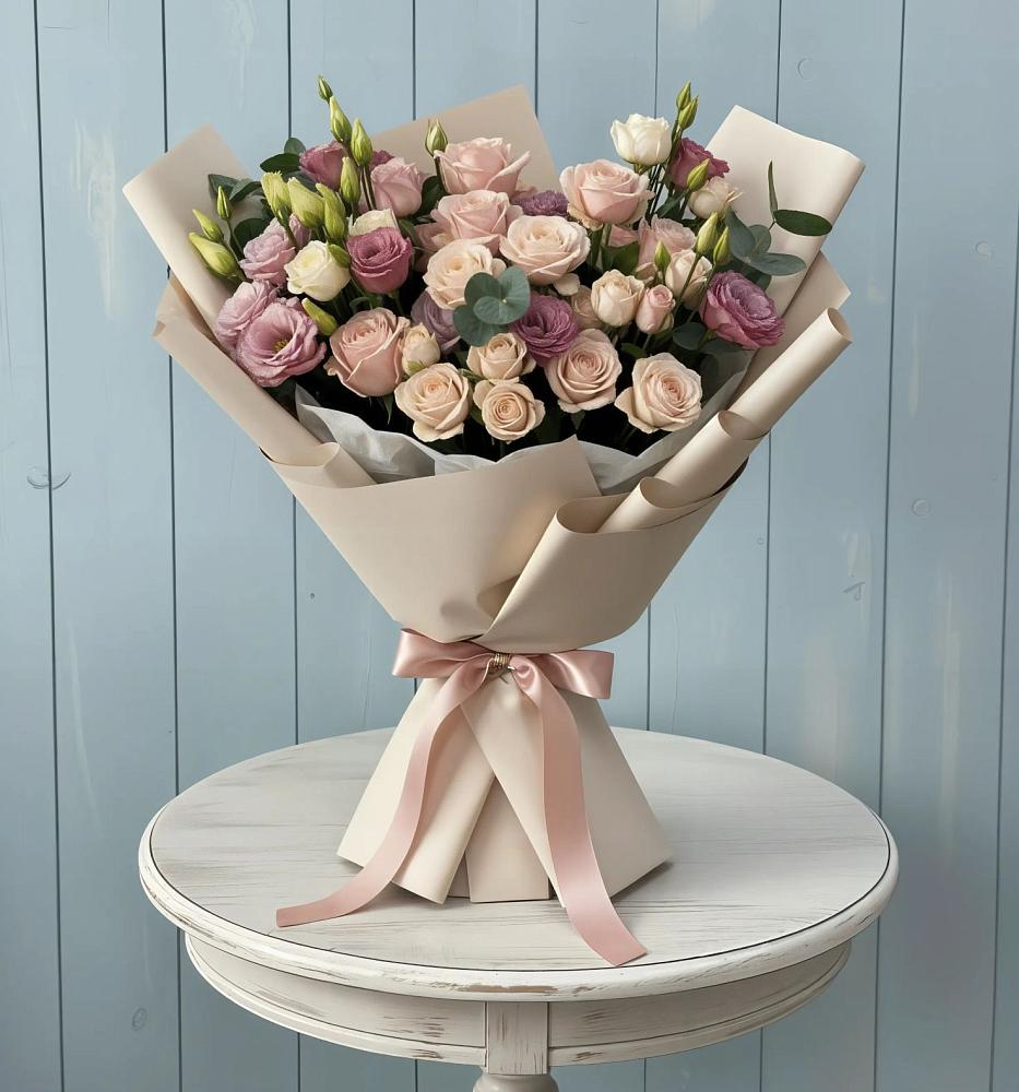 Букет цветов из: Розы и Лизиантусы в Северск