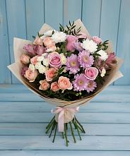 Букет цветов из:  Хризантемы, Розы и Альстромерии в Северск